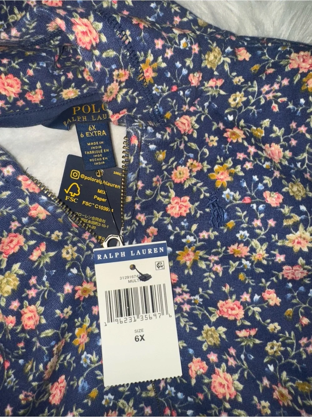 Girls Navy Floral Hoodie and coordinating joggers by Polo Ralph Lauren set